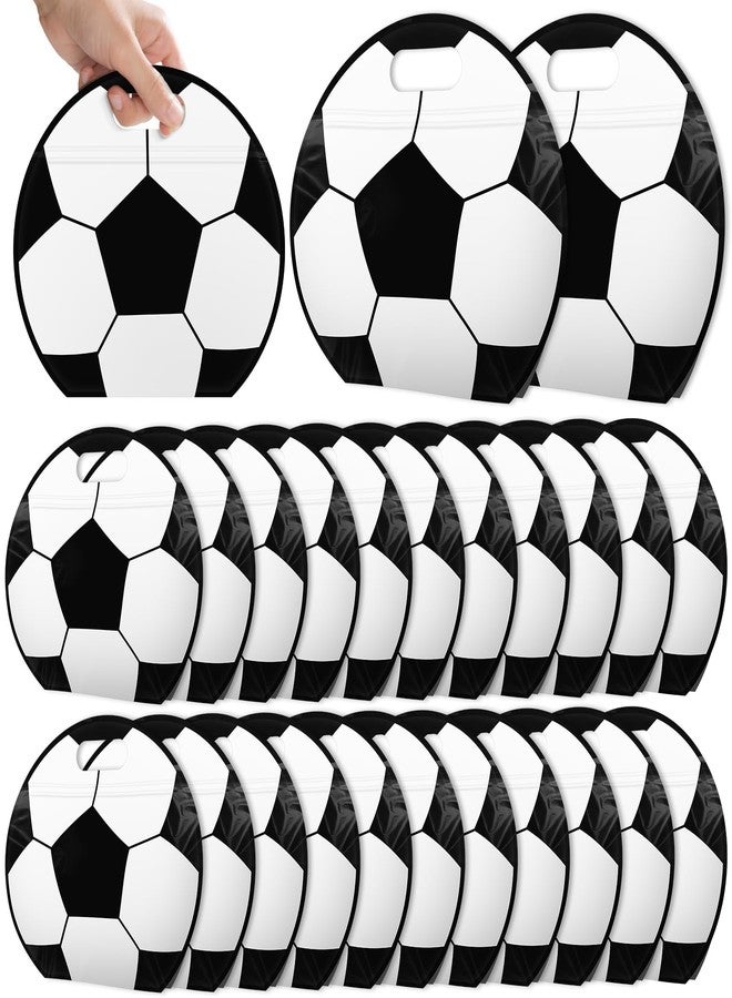 AKAIXI 24pcs Soccer Snack Bags with Handles Reusable Sealed Candy Bags, Stand-up Bottom Goodie Bags for Soccer Sport Game Day Practice Birthday Gifts and Soccer Party Supplies, Soccer Training Treat Bags - Image 1